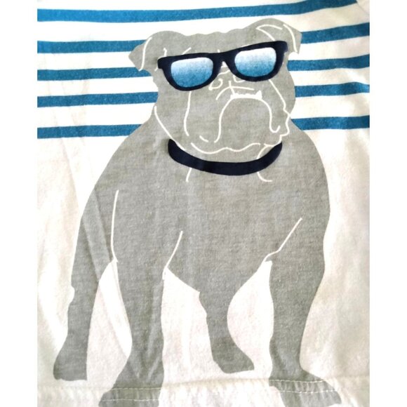 Lee Toddler Boys Size 2T T-Shirt Bulldog Graphic White Blue Stripes Tee - Picture 3 of 5